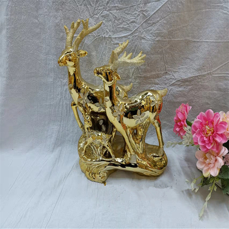 A golden deer ceramic ornament