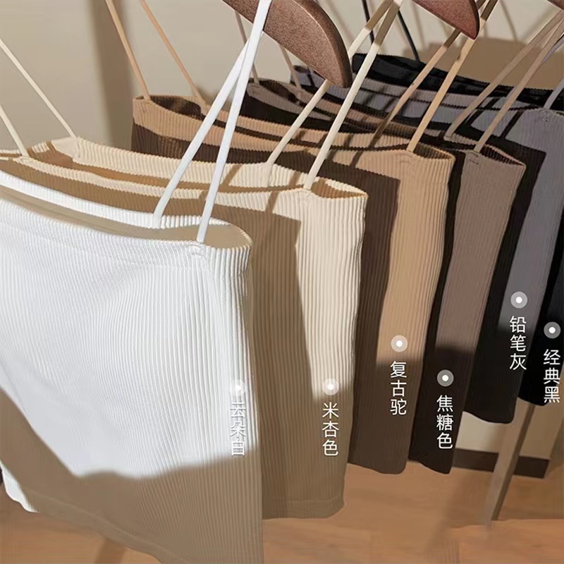 Snow L collarbone essence, chest pad, one-piece striped halter top, women's inner layer, knitted outer layer, no bra base layer