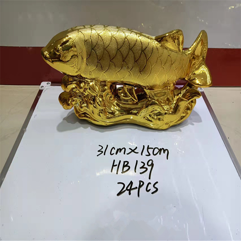 宝仙工艺品陶瓷摆件金色鱼金龙鱼139