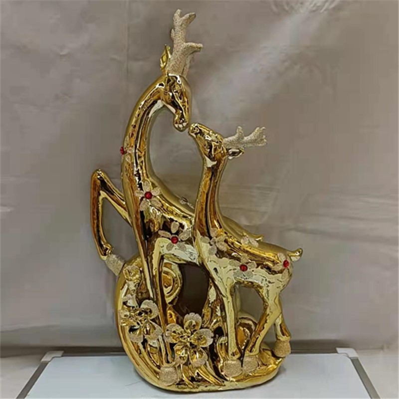 陶瓷摆件金色鹿2