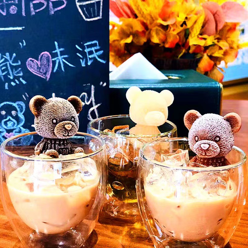 The popular little bear ice cube mold, silicone ice cream, rose ice cube tray mold, cold drink, Douyin hit ice cube tray mold details Picture