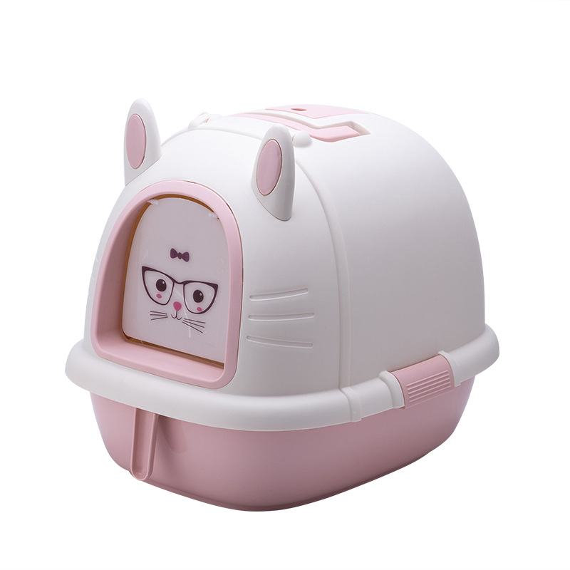 New fully enclosed pet cat litter box to prevent splashing, rabbit-shaped cat litter box, pet supplies details Picture