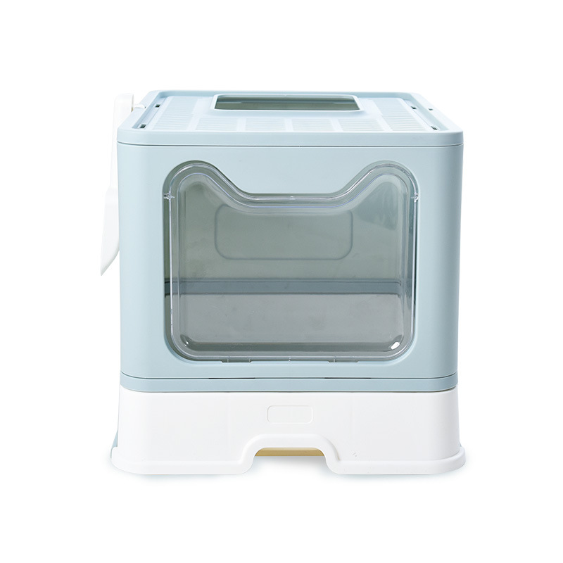 The new pet cat litter box is foldable, fully enclosed, and splash-proof. It has a large capacity and is suitable for both large and small cats as a universal cat toilet Item Picture