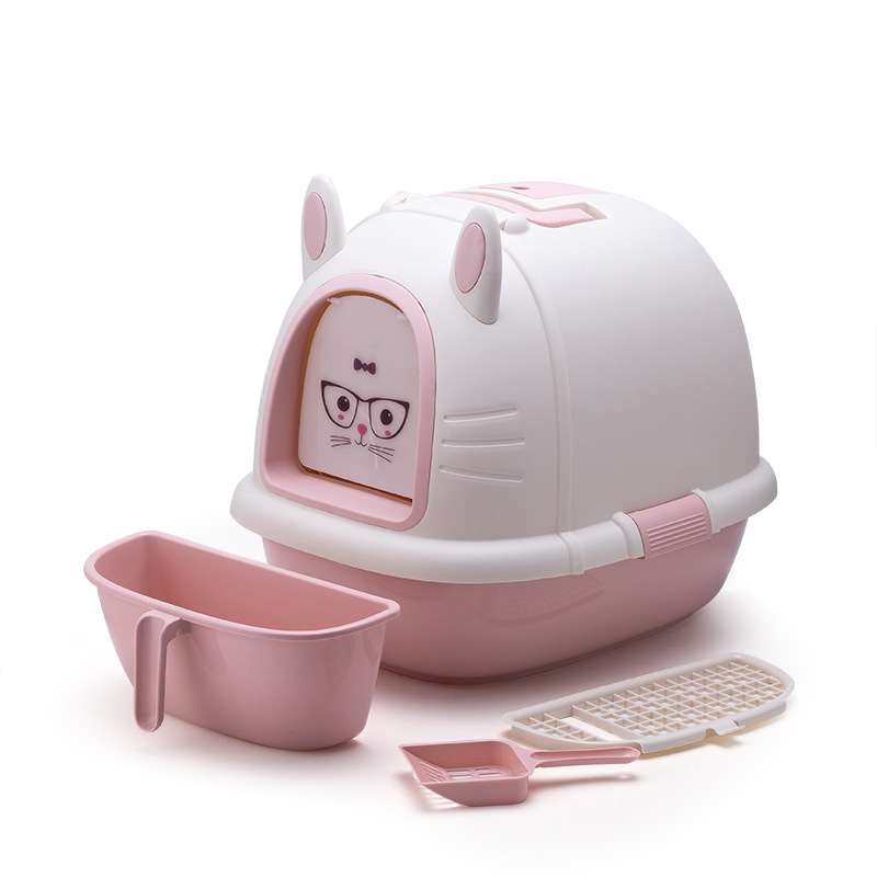 New fully enclosed pet cat litter box to prevent splashing, rabbit-shaped cat litter box, pet supplies Item Picture