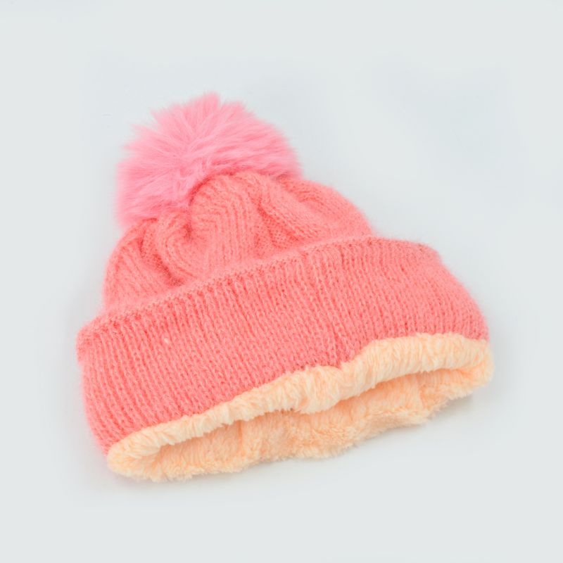 JINXIN hat pure color hair ball fleece scales warm knitted h thumbnail