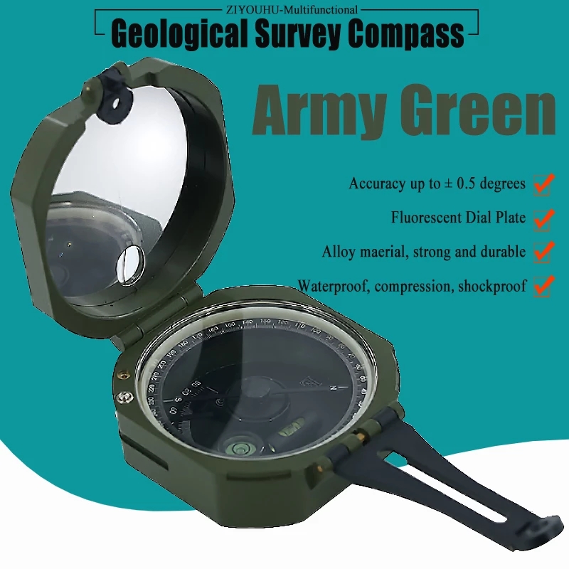 Compass Military Multifunctional Fluorescent Geological Survey Compass Transit Waterproof Anti-Shake Outdoor Survival