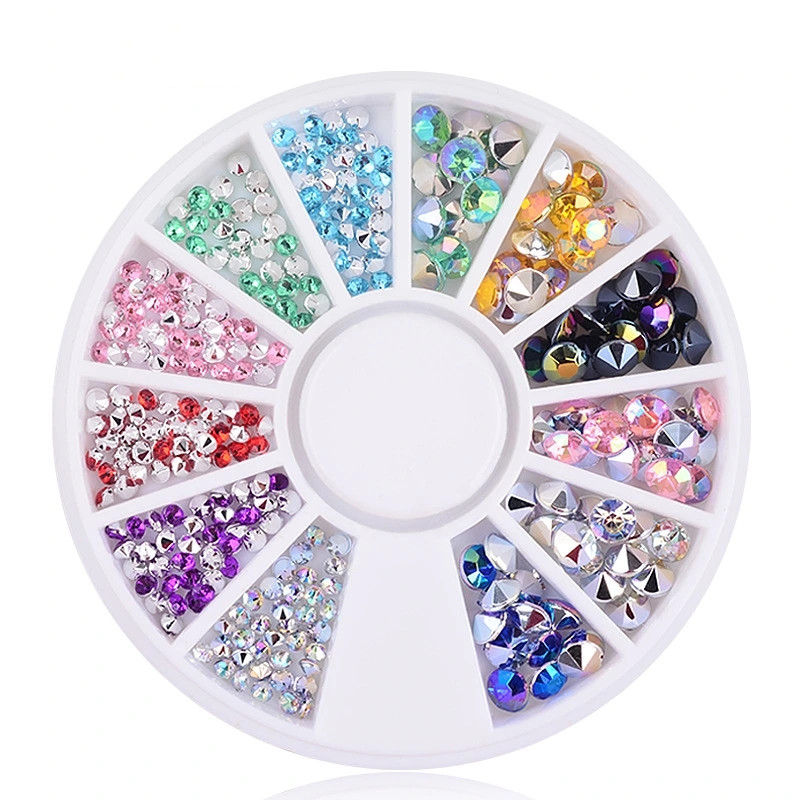 Nail Art Turntable accessories Wholesale acrylic diamond silver bottom tip drill nail accessories 4mm 2mm