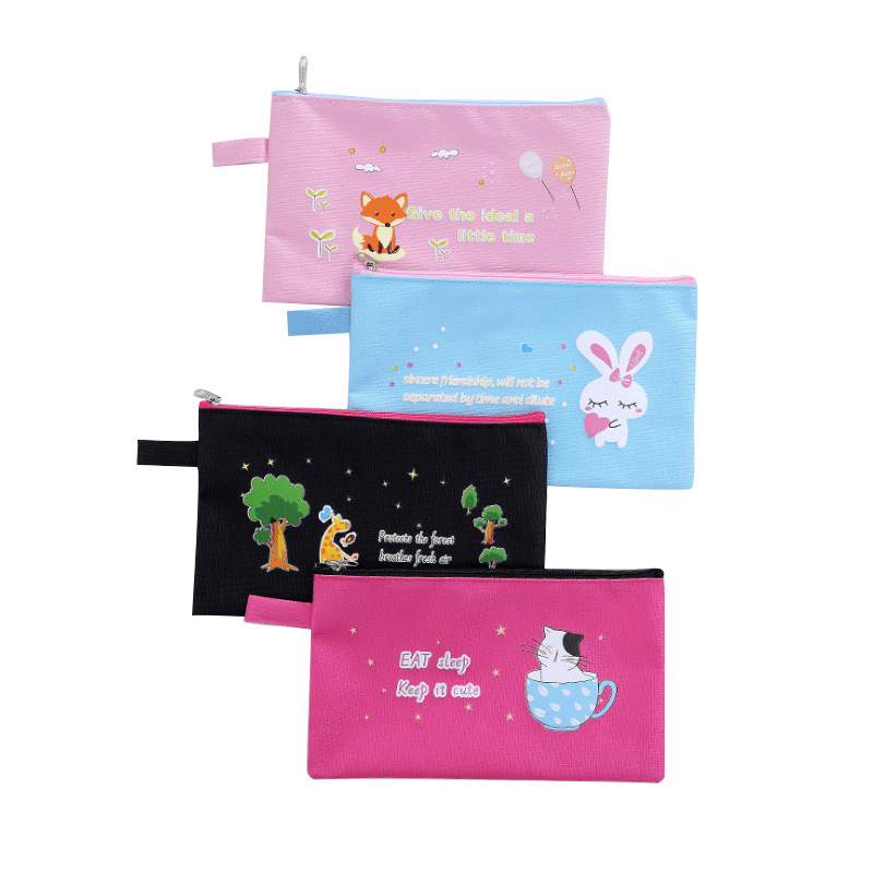 Solid Color A4 Portable Document Bag Single-Zipper Dust Proof Data Storage Bag Conference File Bag Solid Color Study Bag Item Picture