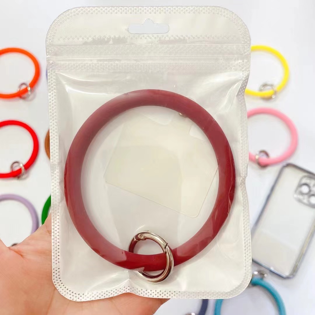 创意桃心外贸新款手机挂绳贴片可调节斜挎硅胶圈吊绳夹片手机挂绳详情9