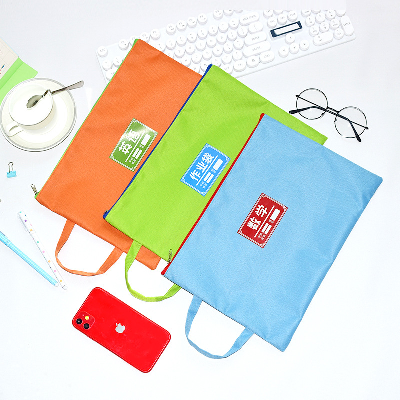 Portable Zipper Study Bag Test Paper Storage Homework Bag Single-Layer A4 Document Bag Subject Sorting Bag Stationery Bag details Picture