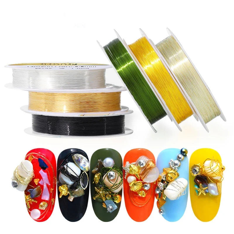 Cross border nail jewelry color preservation handmade copper wire gold and silver wire gold thread nail gold wire does not change color 6 colors