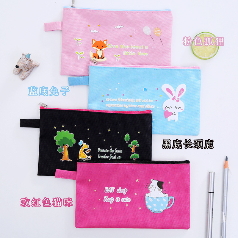 Solid Color A4 Portable Document Bag Single-Zipper Dust Proof Data Storage Bag Conference File Bag Solid Color Study Bag details Picture