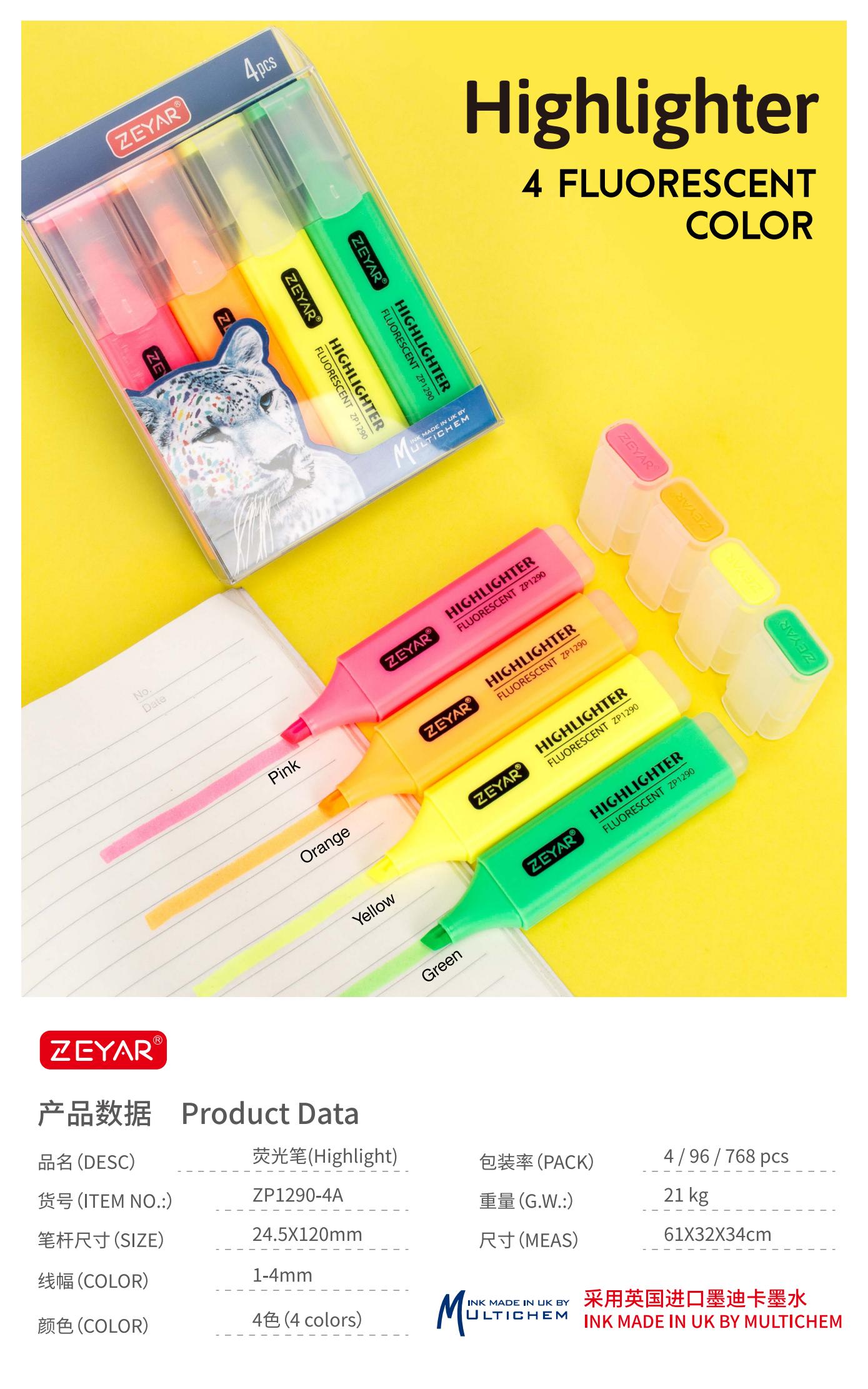 Chang Cheng ZP1290-4A/4B Highlighter Whiteboard Pen Flurescent/Macaron Color  details Picture