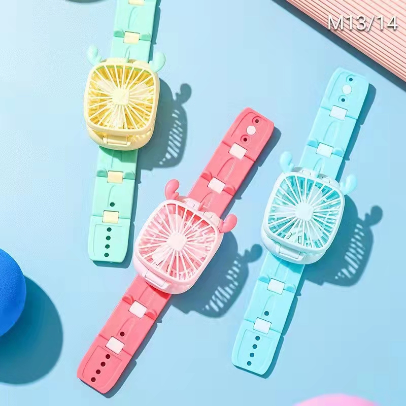 M13 Watch Charging Fan Powder Blue Yellow Three Colors With Light Second Gear Wind Watch Style Specification drawing