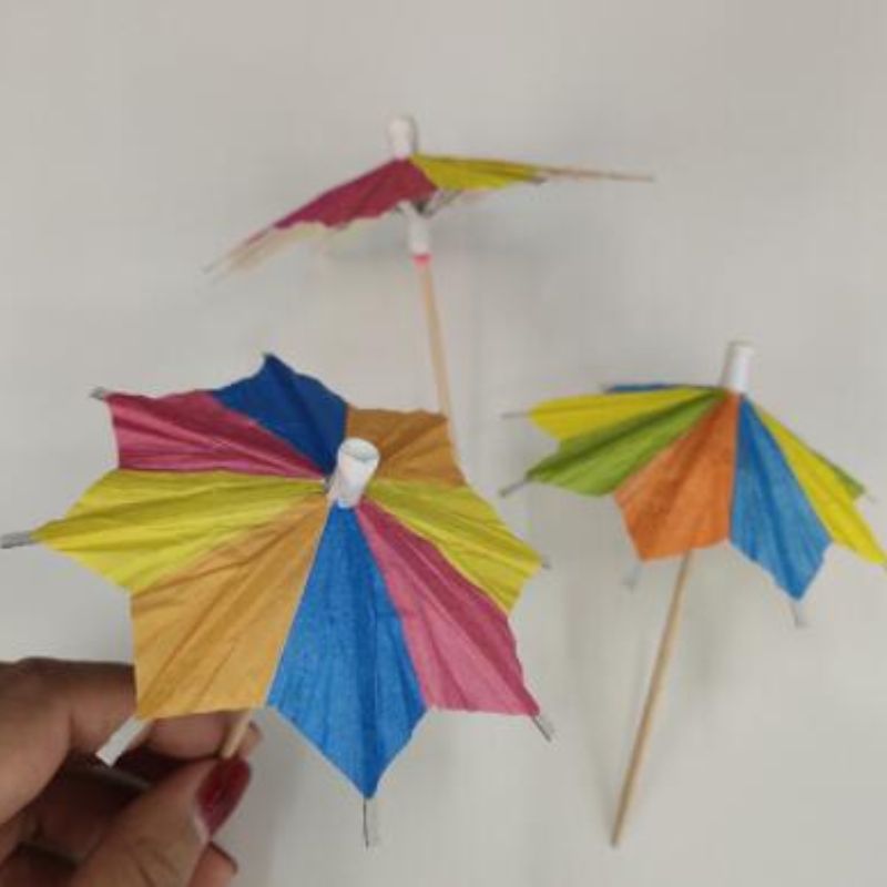 花纸伞水果蛋糕鸡尾酒饮料装饰雨伞插签酒签水果签彩色八角小伞签详情4