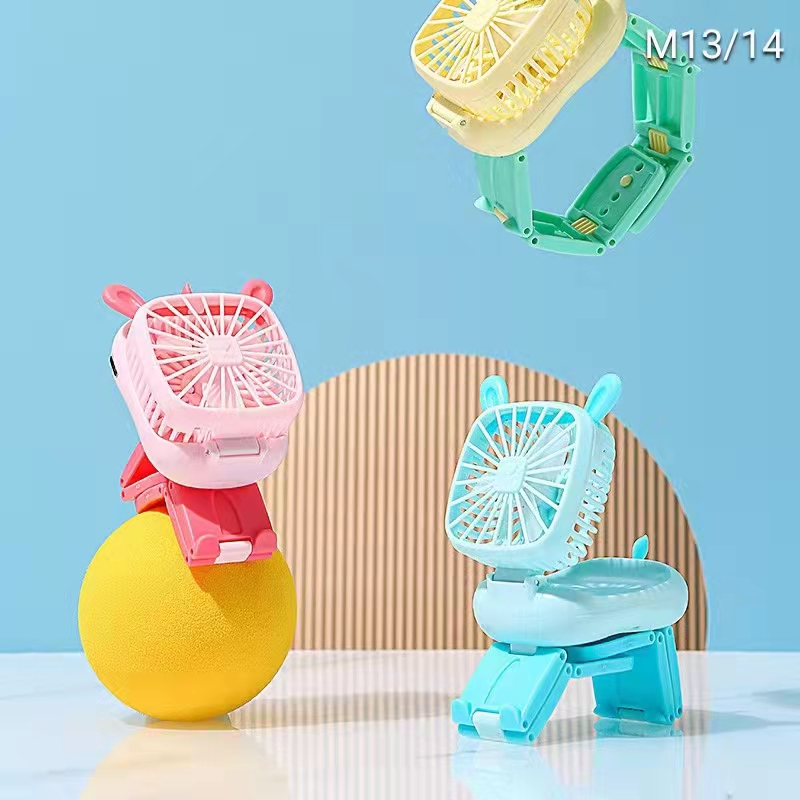 M13 Watch Charging Fan Powder Blue Yellow Three Colors With Light Second Gear Wind Watch Style Item Picture