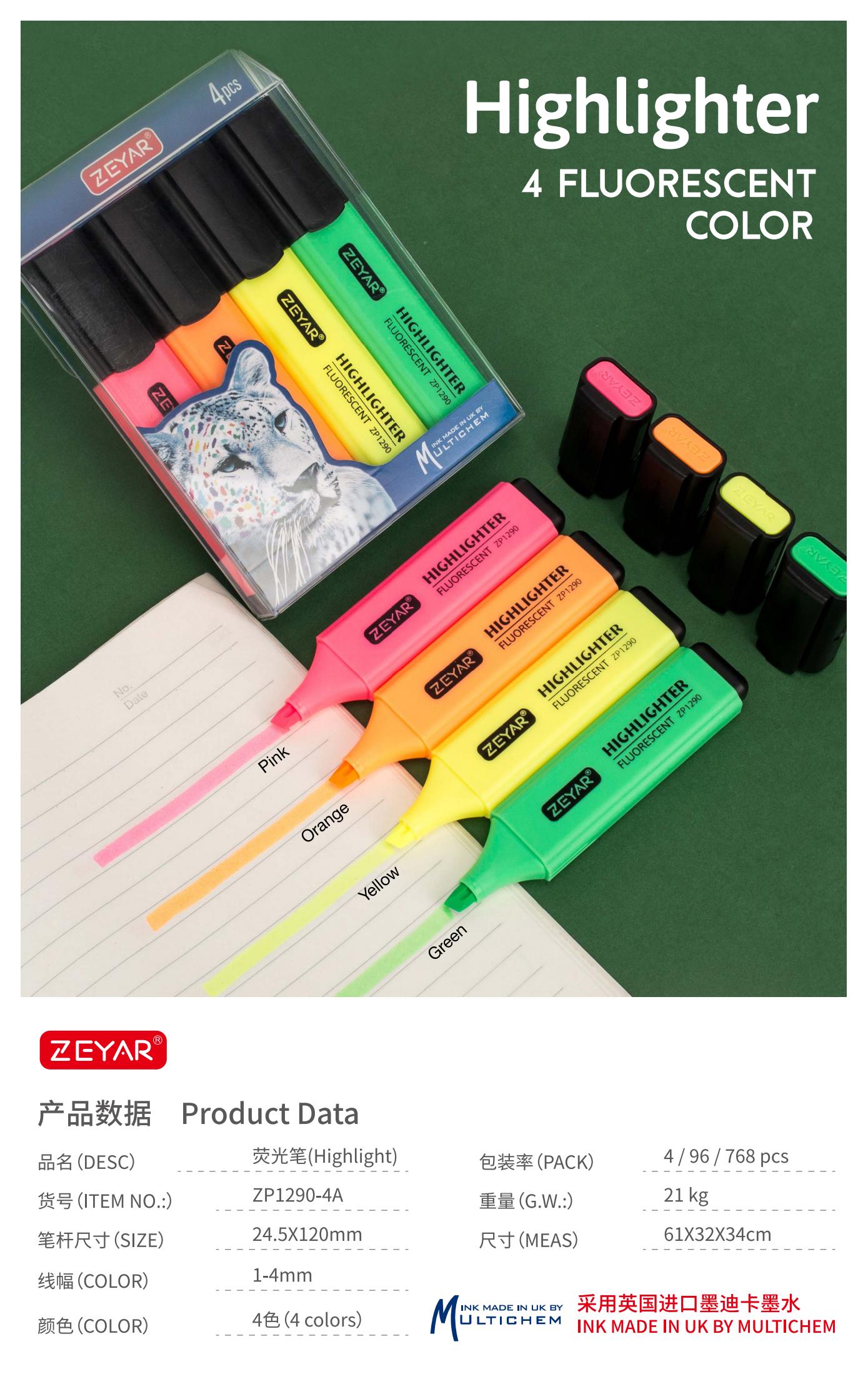 Chang Cheng ZP1290-4A/4B Highlighter Whiteboard Pen Flurescent/Macaron Color  full figure