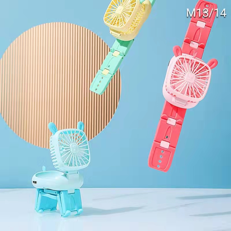 M13 Watch Charging Fan Powder Blue Yellow Three Colors With Light Second Gear Wind Watch Style details Picture