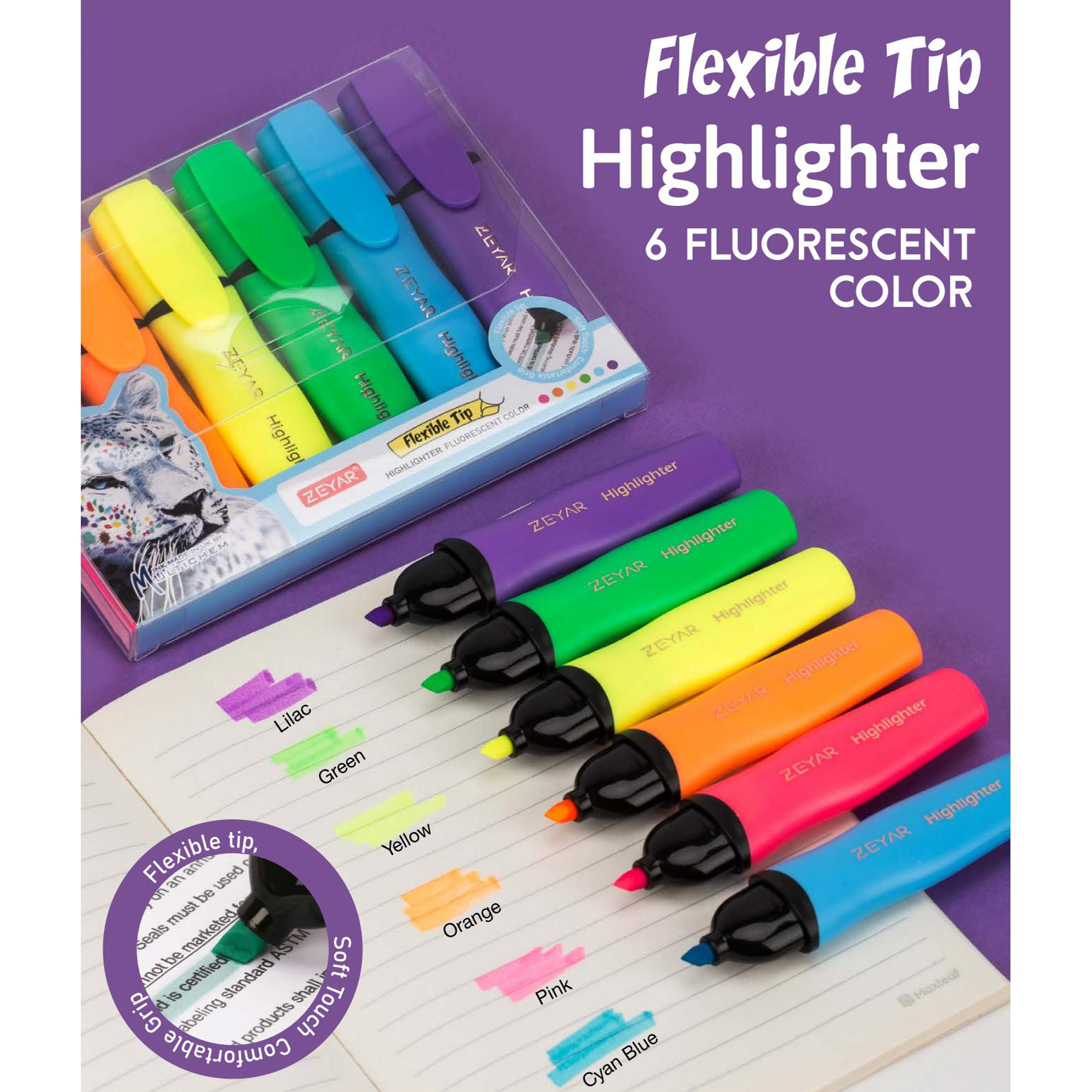 Chang Cheng ZP2091-6A/6B Flexible Tip Highlighter Whiteboard Pen