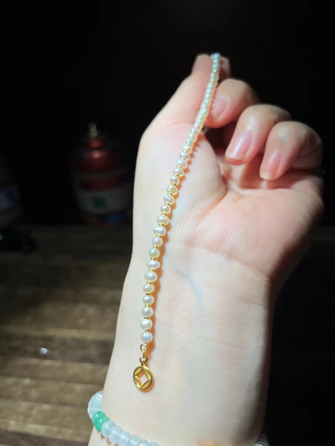 Natural Pearls With 999 Gold Accessories Emerald Gourd-Wrapped Gold Bracelet Item Picture
