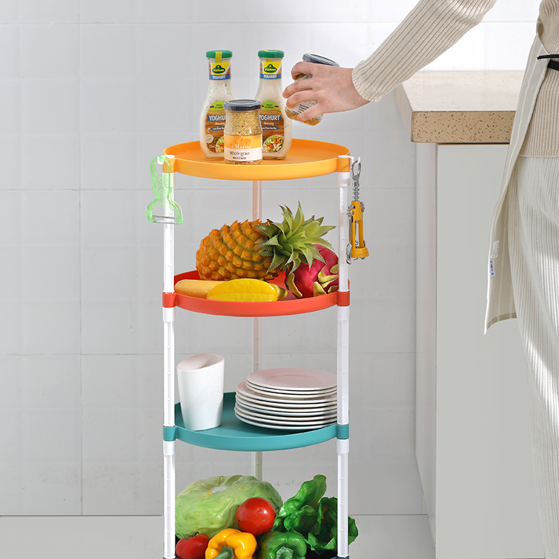 Kitchen shelves, floor-standing multi-layer vegetable baskets, toy and snack storage racks, fruit and vegetable storage racks, kitchenware details Picture