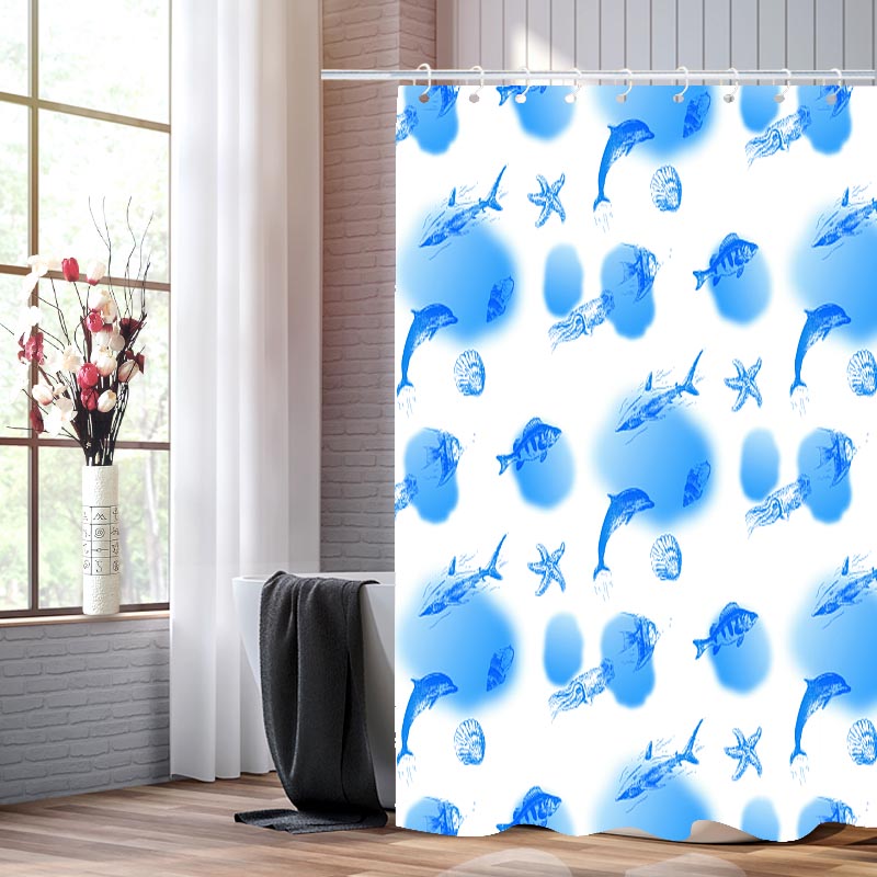 Waterproof And Eco-Friendly Bathroom Shower Curtain With Hooks