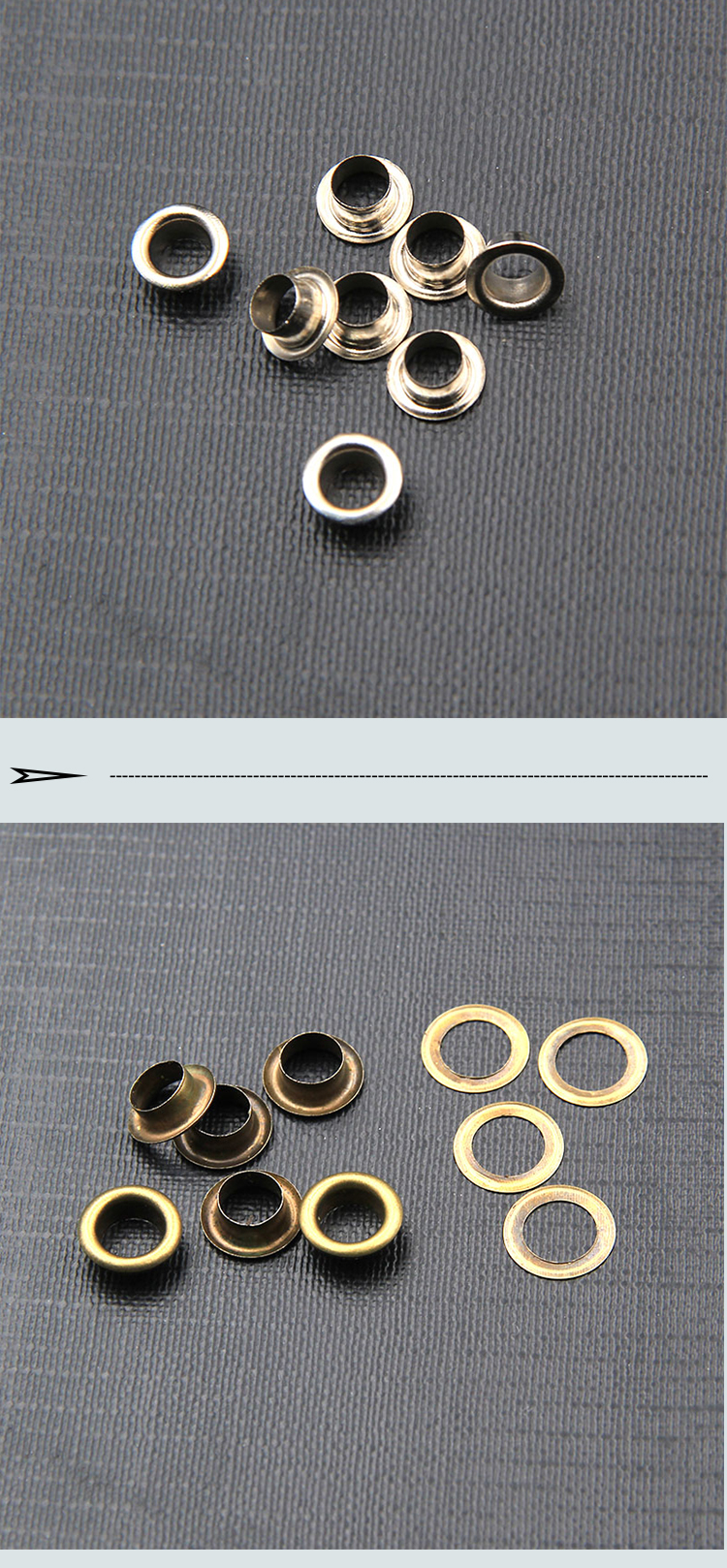 厂家直销高脚气眼金属空心铆钉手提袋鸡眼扣双面彩色篷布鸡眼鞋眼详情5