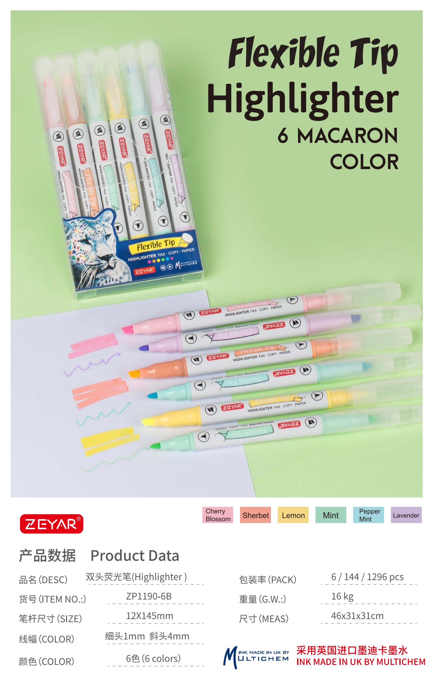 Chang Cheng ZP1190-6A/6B Flexible Tip Dual Tip Highlighter Mark Pen details Picture
