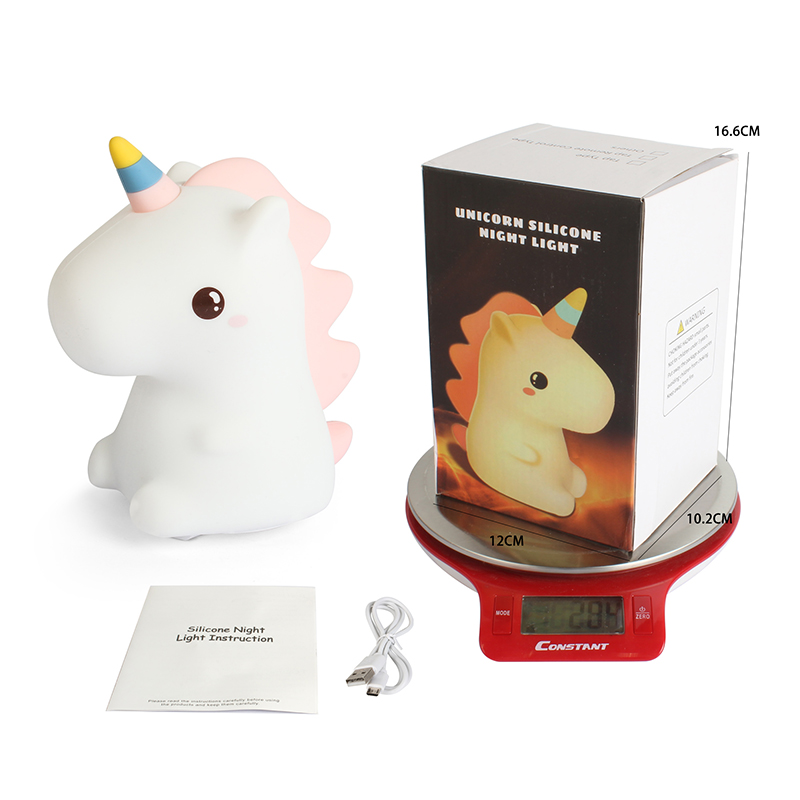 Unicorn remote control silicone patting light, baby feeding soft light for eye protection, night light for getting up and sleeping, usb charging Specification image