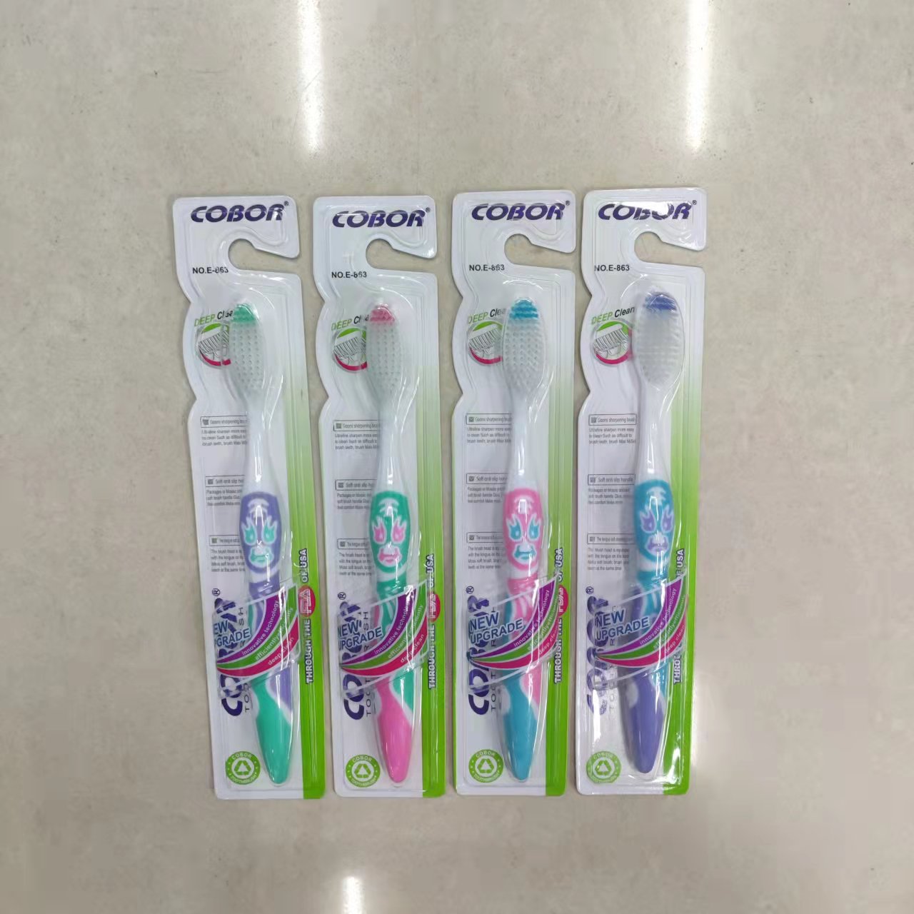 日用百货牙刷批发 可贝尔COBOR E863出口外贸英文成人软毛牙刷详情5