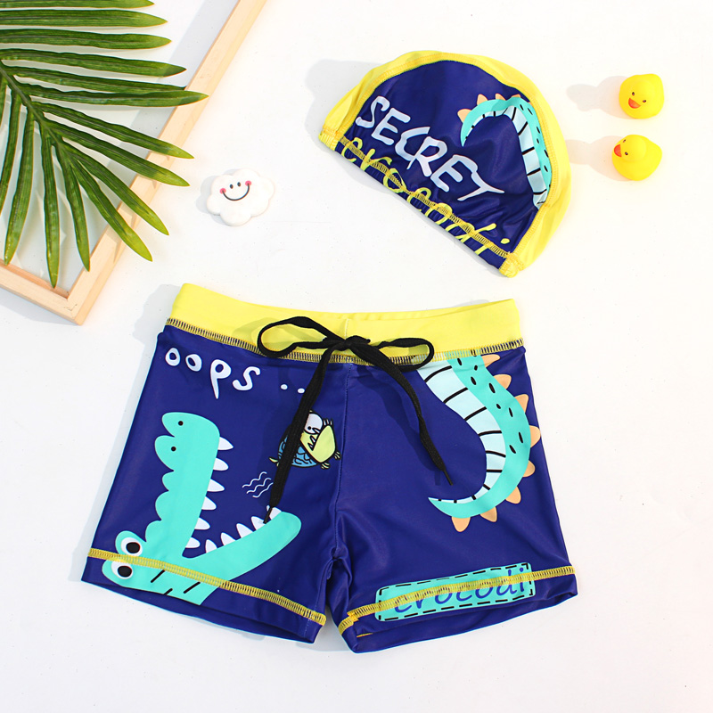 Yi Tong children's swimming trunks swimming cap set Swimming equipment cartoon cute swimming suit