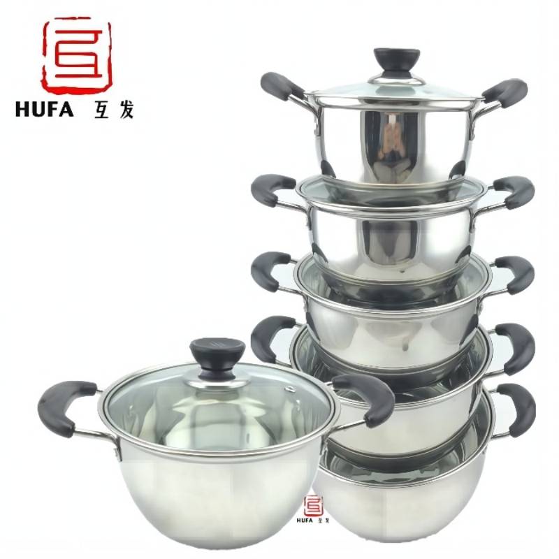 Hufa Stainless steel Korean double handle pot 10 sets of 10 sets of pot double bottom single bottom double bottom pot full figure