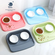 Dog bowl Dog bowl cat bowl Plastic dog bowl Dog bowl Cat bowl Double leak-proof dog bowl Detachable large bowl Plastic dog bowl spill proof