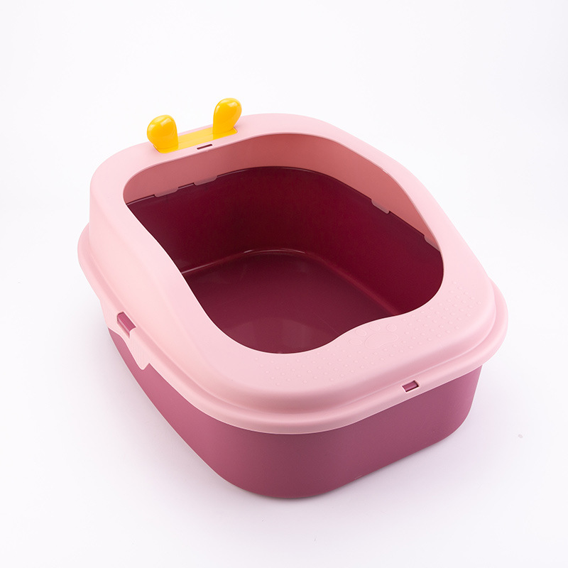 New type of cat litter box in stock for wholesale. Cute ears semi-enclosed cat litter box, anti-splash, large cat toilet Specification image