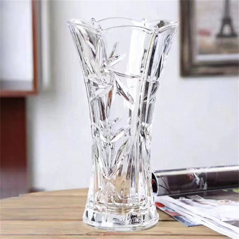 Windmill 20, 25, 30 Crystal Vase, European-style creative crystal Glass vase, transparent glass vase, water-grown lucky bamboo lily vase, decorative item, living room flower arrangement, dried flowers, household use Application Scenario