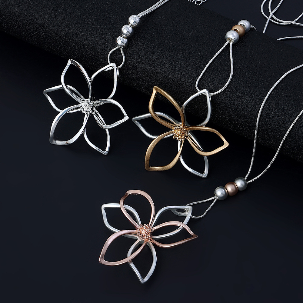 Tong Ling pendant sweater chain simple high sense of flower ornaments long chain necklace thumbnail
