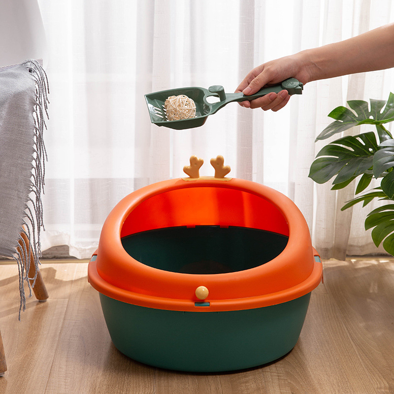 New pet cat litter box, egg-shaped, rabbit ears, antler ears, cat ears, semi-enclosed cat toilet, high-sided, big and small cat universal cat pet supplies Specification image
