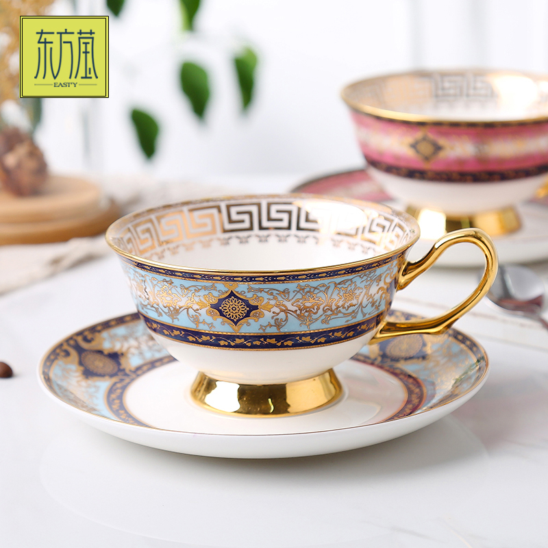 Porcelain cup European bone China coffee cup and saucer set English high-grade exquisite porcelain flower tea cup small luxury afternoon tea red tea cup gift box full figure