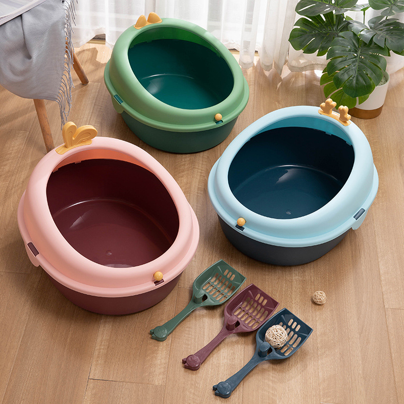 New pet cat litter box, egg-shaped, rabbit ears, antler ears, cat ears, semi-enclosed cat toilet, high-sided, big and small cat universal cat pet supplies details Picture