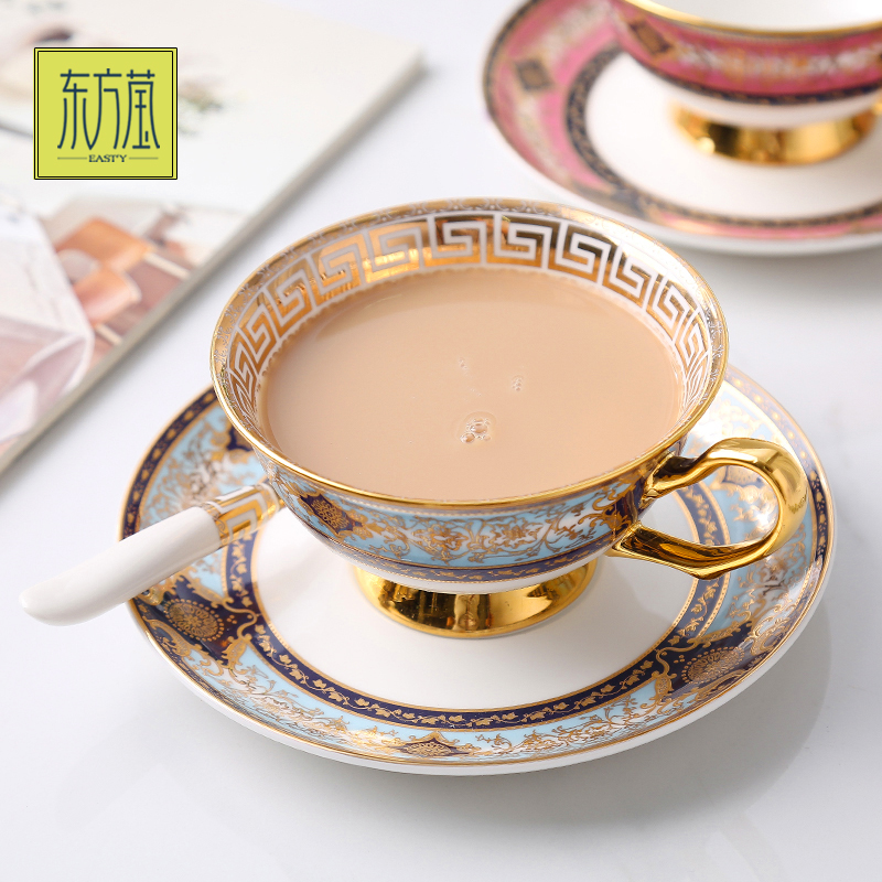Porcelain cup European bone China coffee cup and saucer set English high-grade exquisite porcelain flower tea cup small luxury afternoon tea red tea cup gift box details Picture