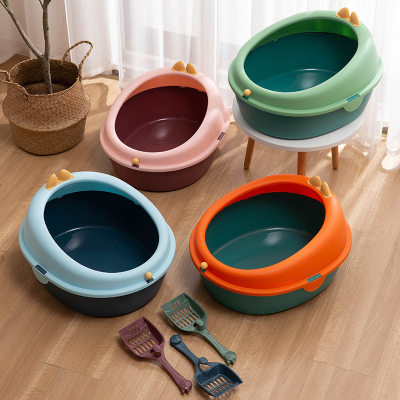 New pet cat litter box, egg-shaped, rabbit ears, antler ears, cat ears, semi-enclosed cat toilet, high-sided, big and small cat universal cat pet supplies