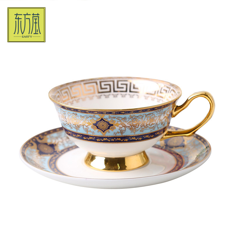 Porcelain cup European bone China coffee cup and saucer set English high-grade exquisite porcelain flower tea cup small luxury afternoon tea red tea cup gift box Item Picture