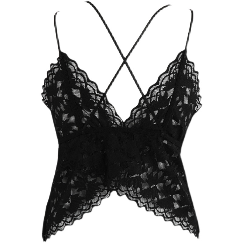 Spring and summer internet-famous lace butterfly backless lingerie, women's latex cup halter top, long anti-glare strapless bra Item Picture
