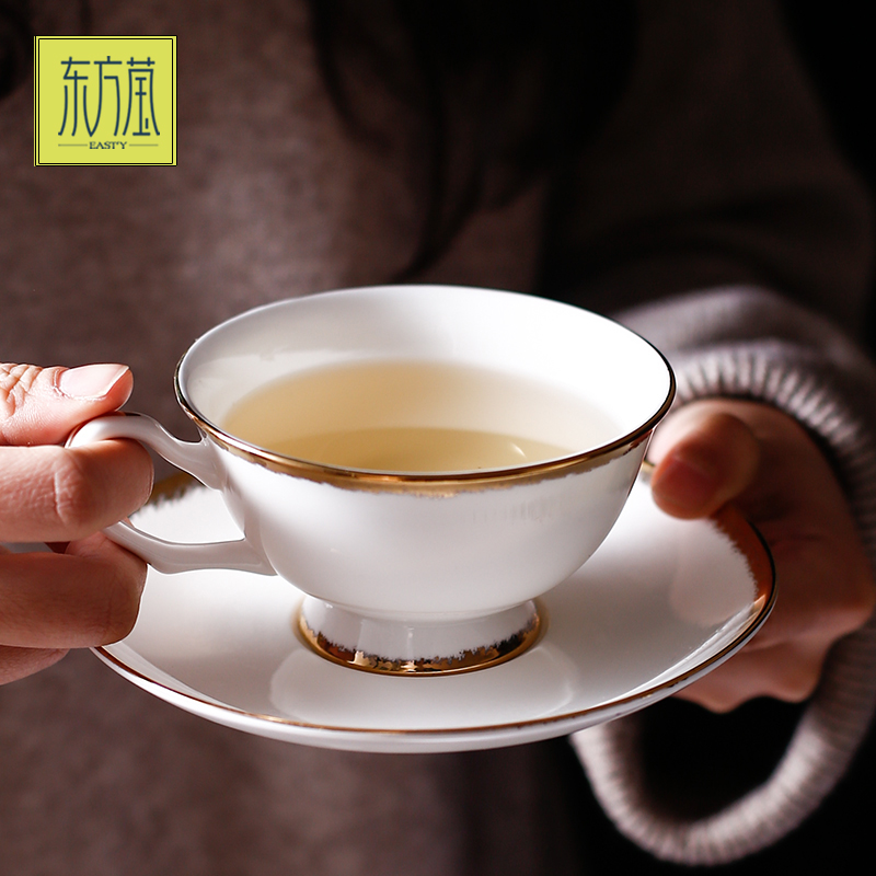 Porcelain cup gold light luxury European simple bone China coffee cup and saucer high-grade exquisite household afternoon tea set cup gift box Specification drawing