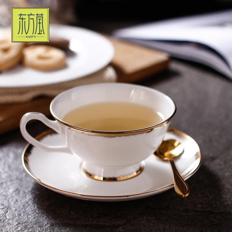 Porcelain cup gold light luxury European simple bone China coffee cup and saucer high-grade exquisite household afternoon tea set cup gift box details Picture