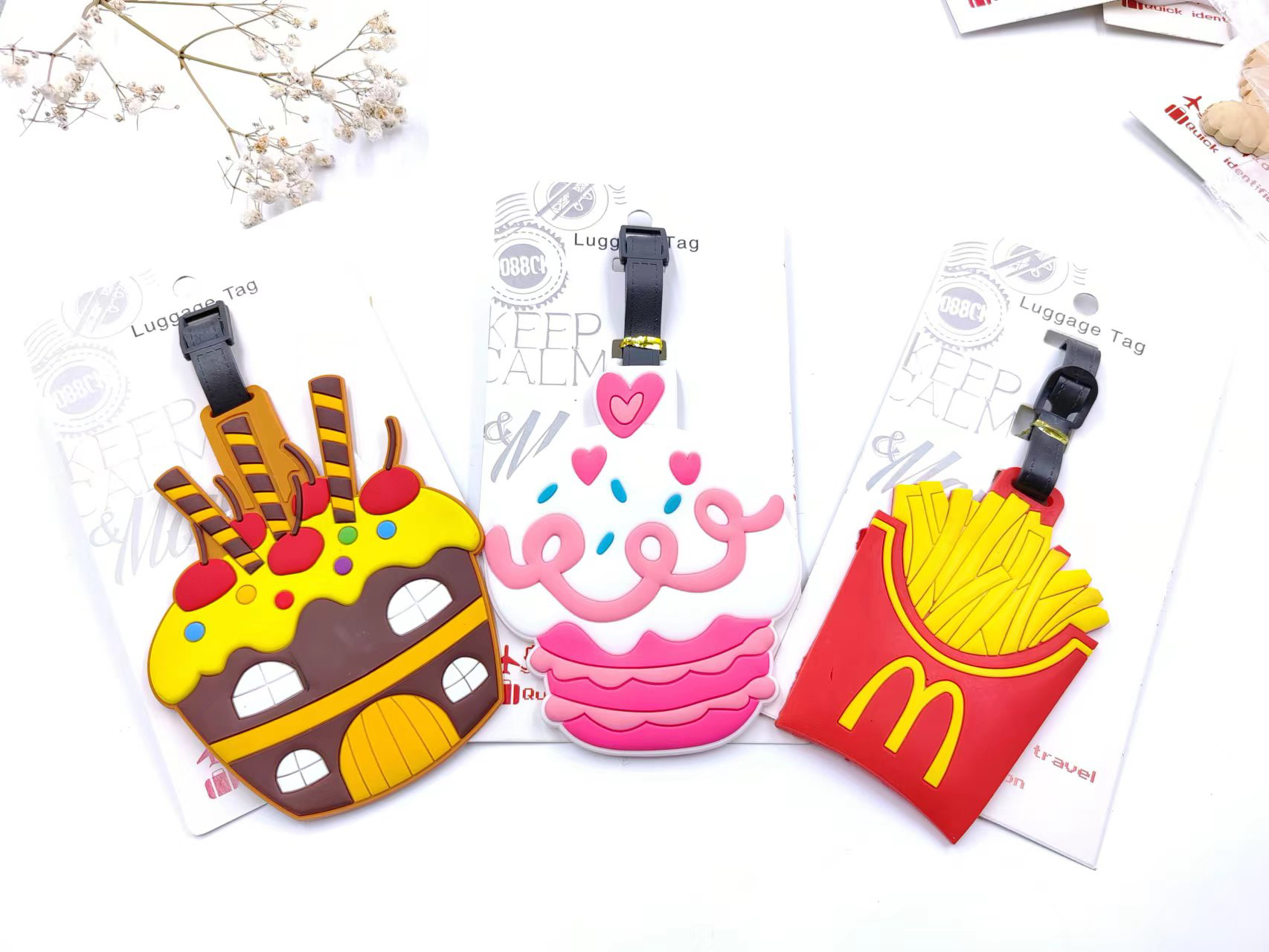 Children cartoon luggage label PVC soft plastic key chain accessories refrigerator stickers accessories