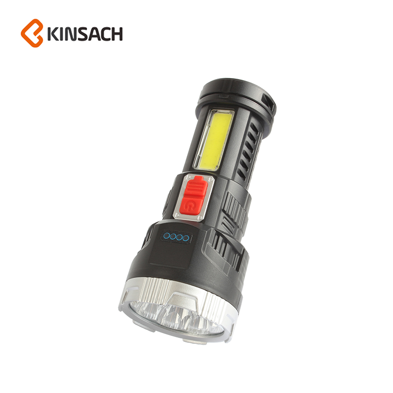 强光手电筒USB可充电LED钓鱼灯户外多功能照明灯电量显示