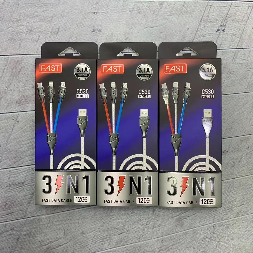 The 2A 80-wire one-to-three mobile phone charging cable is suitable for various mobile phone models such as Apple, TPC, Android and Huawei pic 2