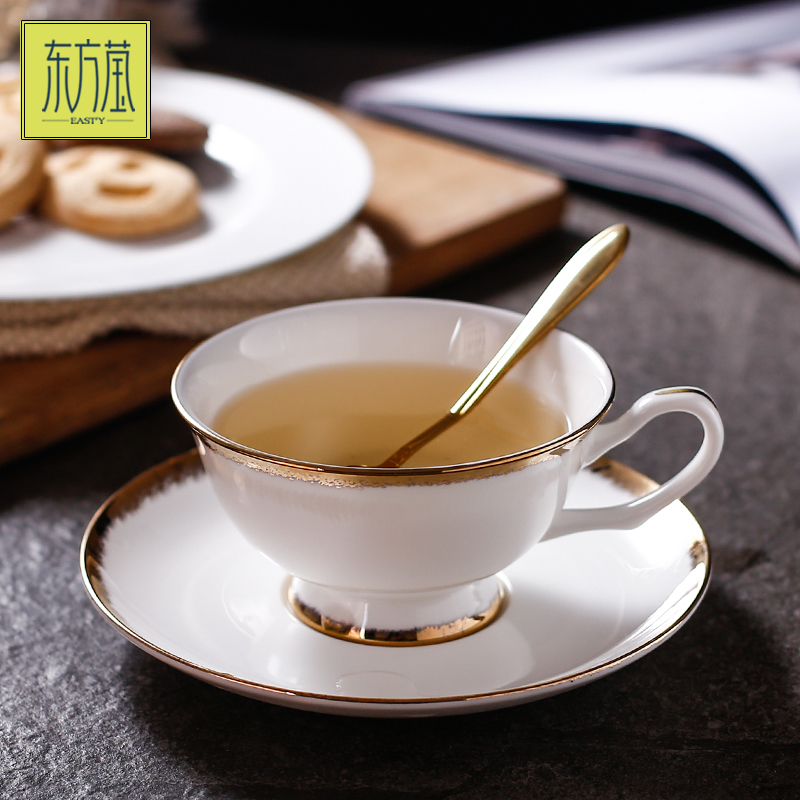 Porcelain cup gold light luxury European simple bone China coffee cup and saucer high-grade exquisite household afternoon tea set cup gift box full figure
