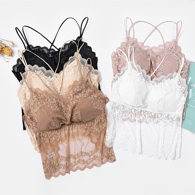 2022 Latex cushion back core wrap, sexy anti-exposure, beautiful back lingerie, lace backless, uniform size, black strapless bra Specification image